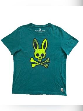 Psycho Bunny Men's Size 4 M Green T-Shirt 100% Pima Cotton Graphic Tee Peru